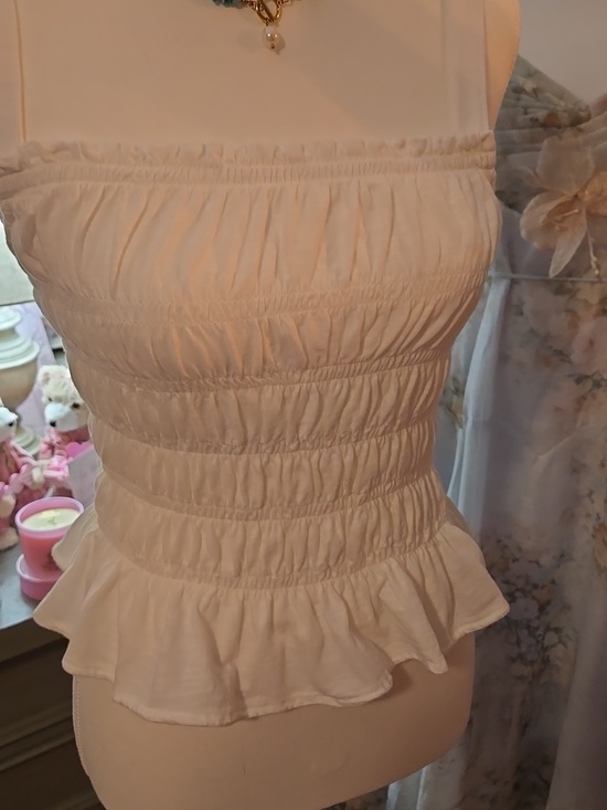 Universal Thread White Smocked Ruffle Tank Top - Picture 10 of 12